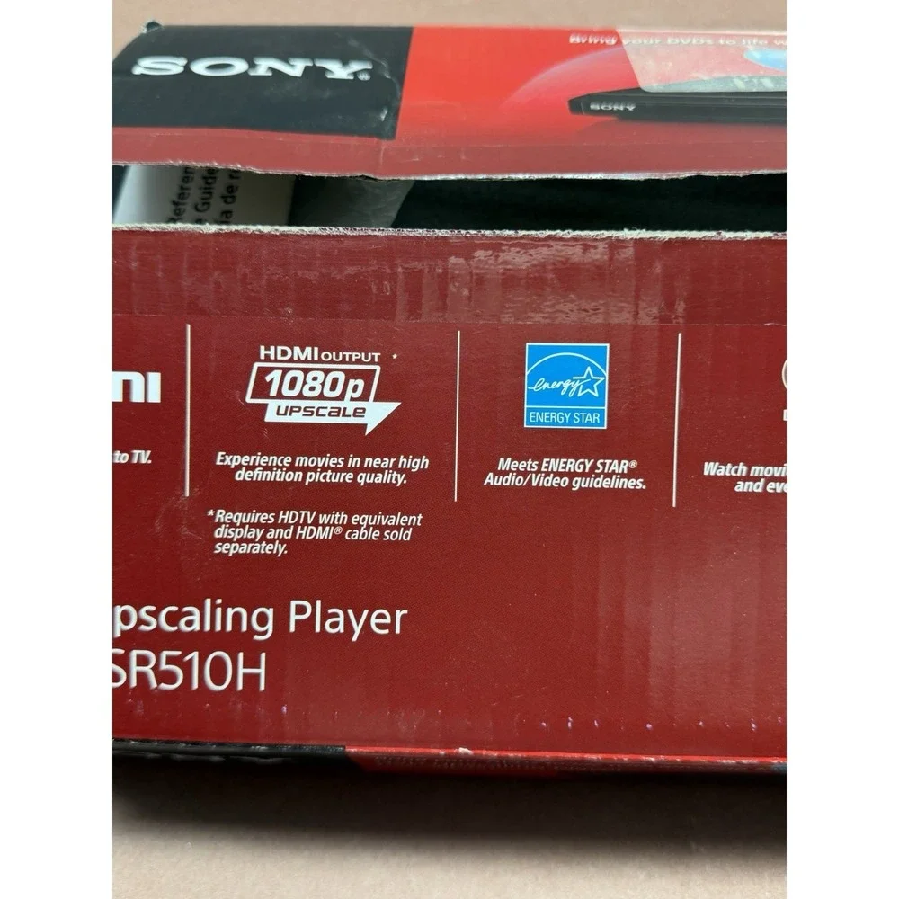 Sony DVP-SR510H DVD Player 1080p Upscaling HDMI Black Region 1 Remote Cables